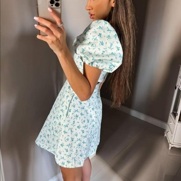 ZARA FLORAL CUT OUT DRESS - Picture 12 of 13